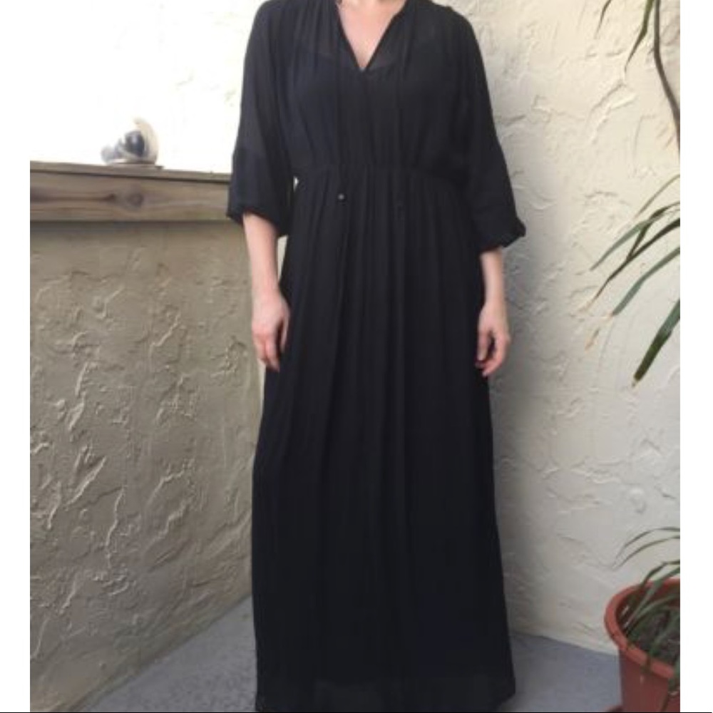 Massimo Dutti black chiffon Maxi Dress